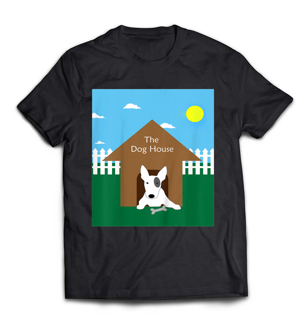 In the Dog House Shirt: Bull Terrier with Dog Bone T-Shirt